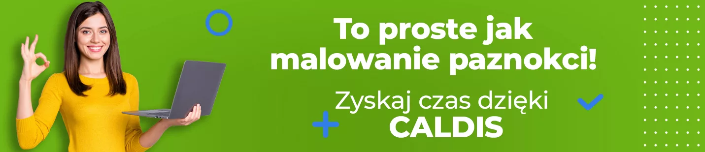 Zadowolona kosmetyczka na banerze reklamowym - kalendarz dla kosmetyczki online